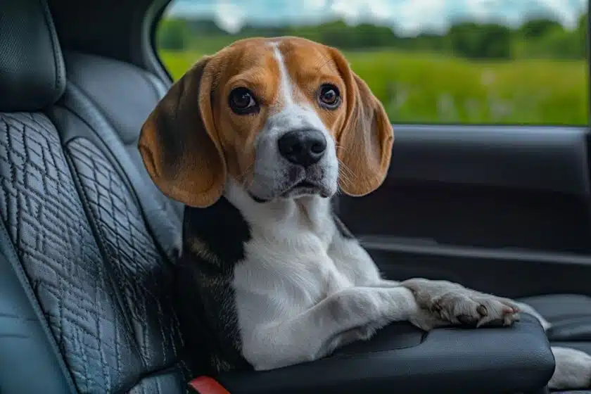 chien pour un long voyage en voiture