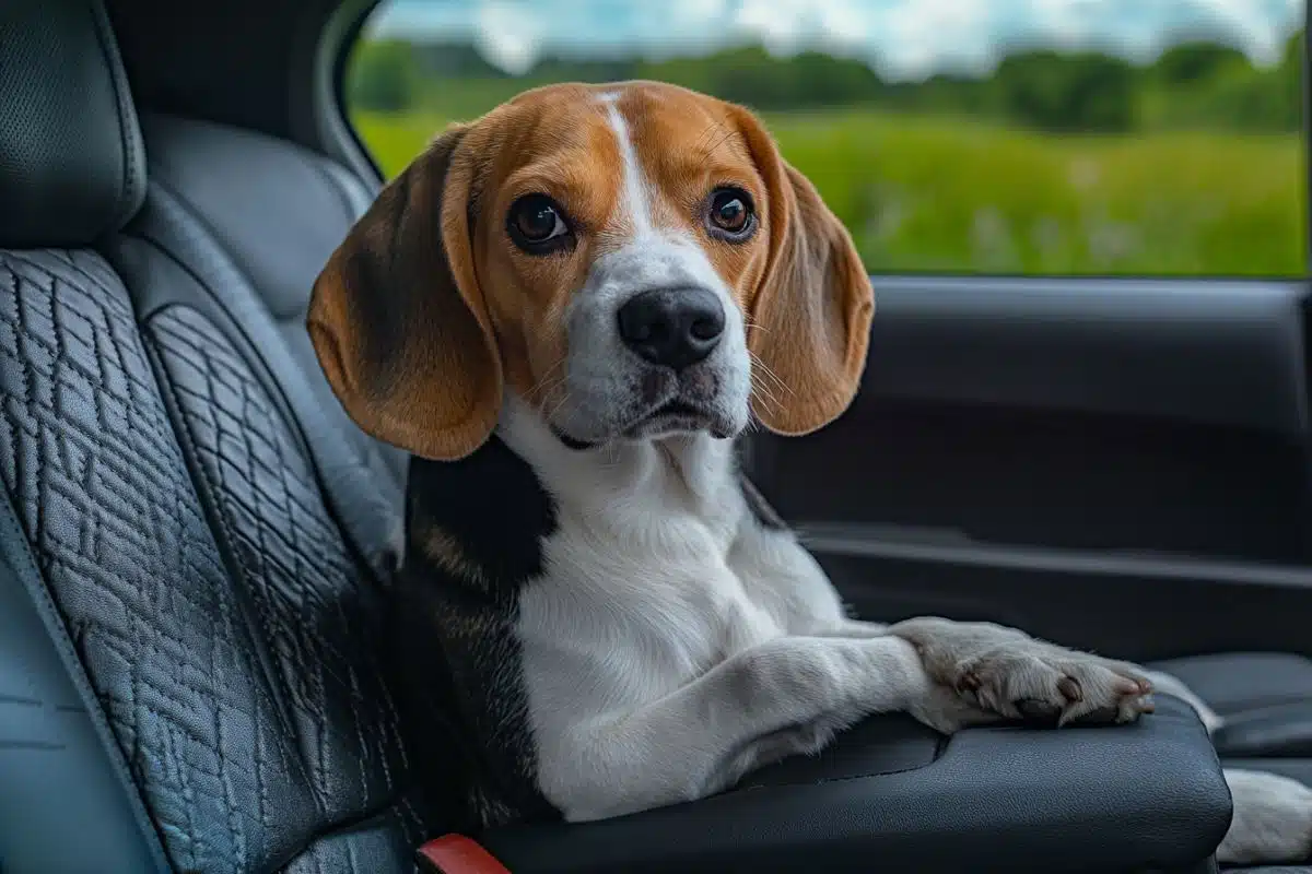 chien pour un long voyage en voiture