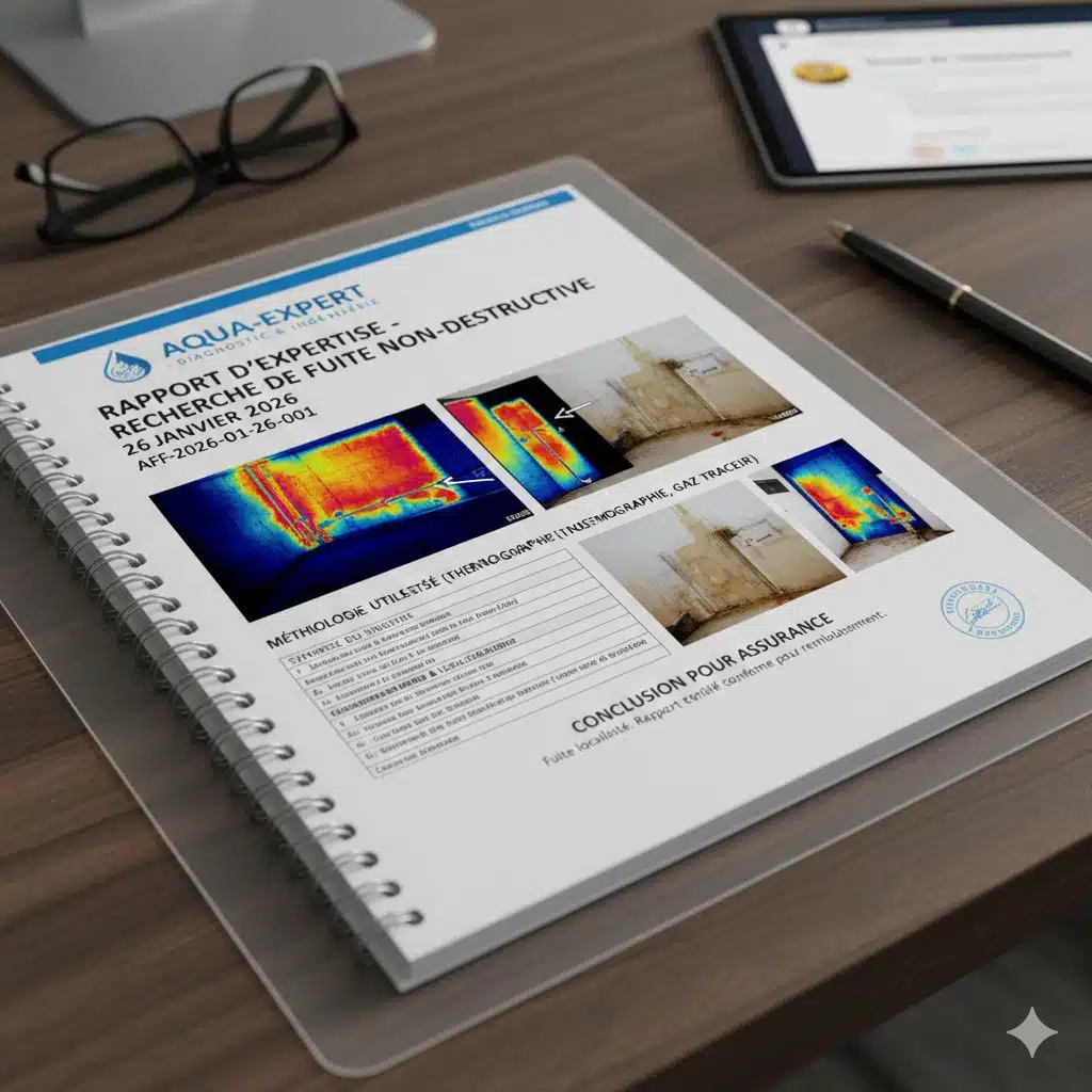 Exemple de rapport d'expertise professionnel avec images thermiques pour dossier de remboursement assurance.